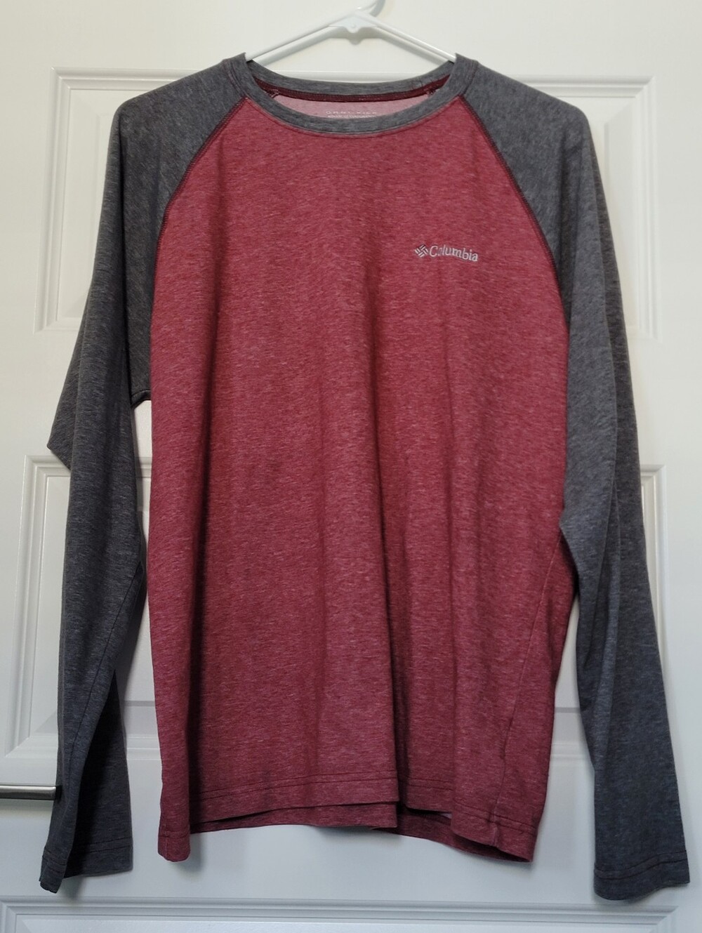 Columbia Omni-Wick Raglan Long Sleeve Shirt Men’s Medium Red Gray